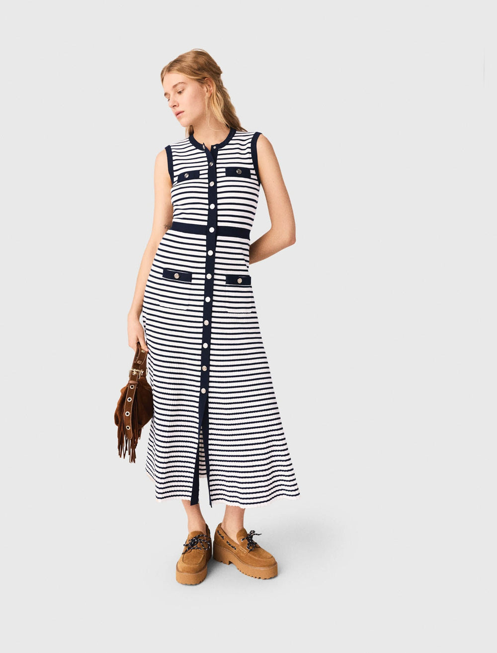 Maje Outlet / Striped knit maxi dress