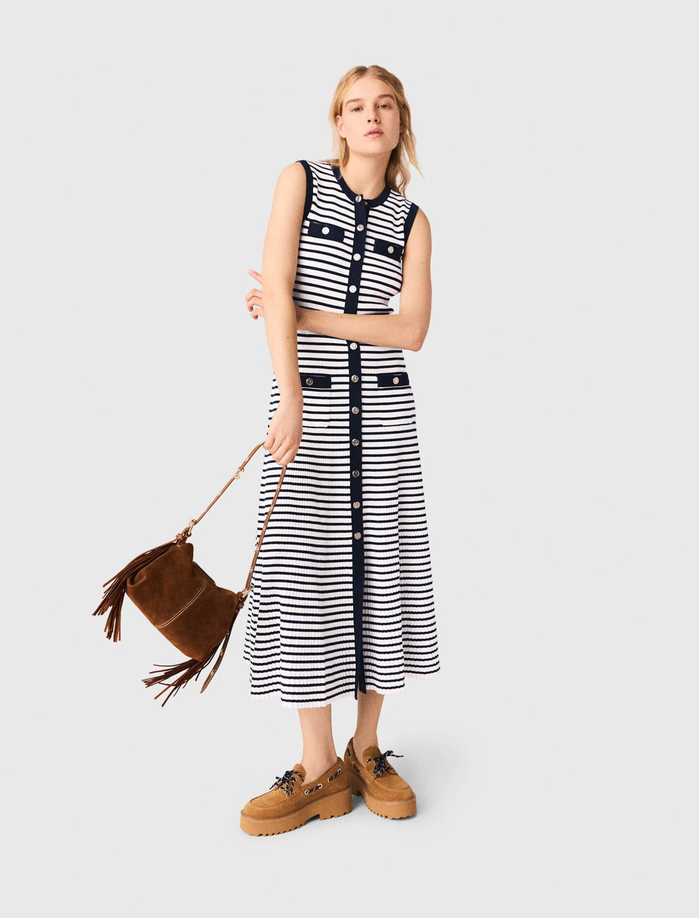 Maje Outlet / Striped knit maxi dress