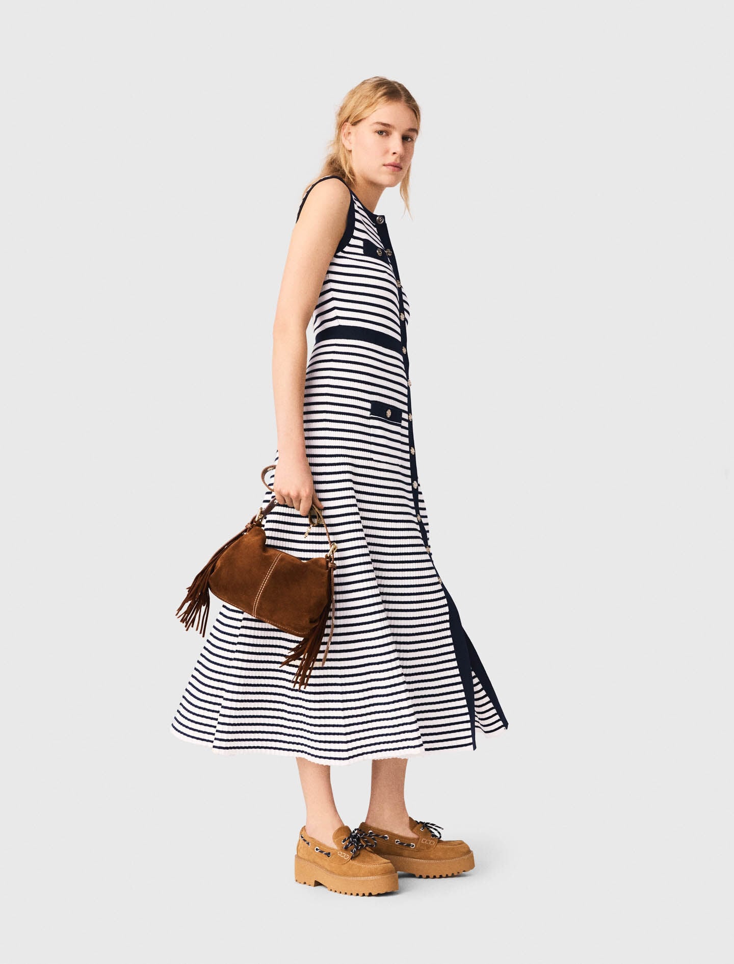 Maje Outlet / Striped knit maxi dress