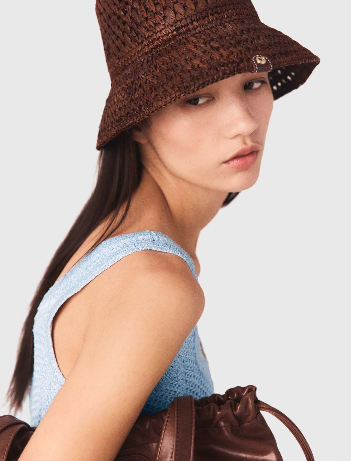 Maje New / Colourful natural raffia bucket hat