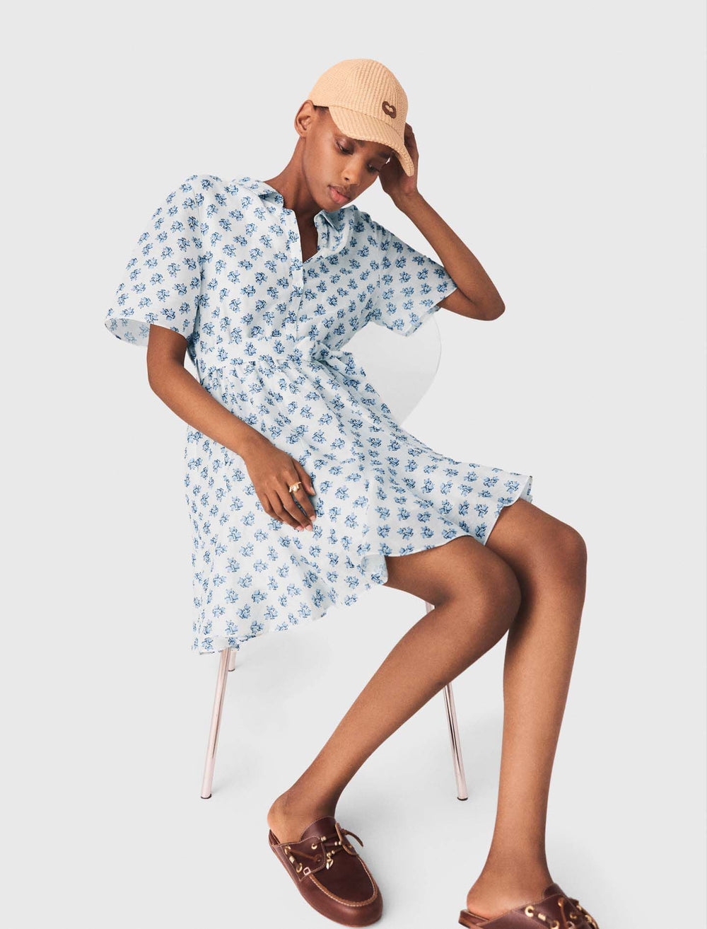 Maje Shop / Short patterned linen-blend dress