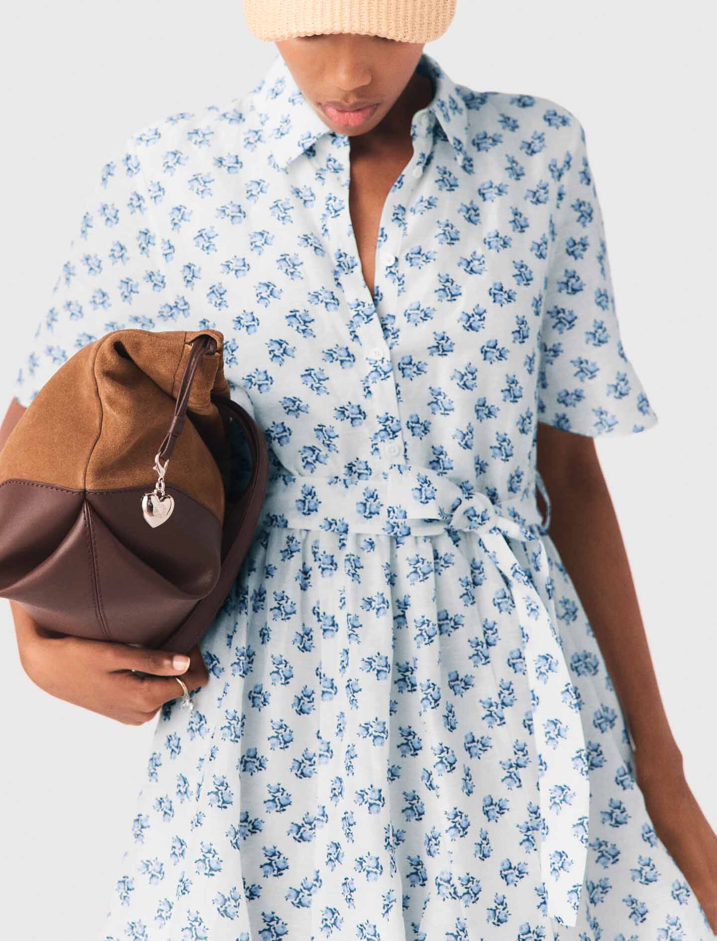 Maje Shop / Short patterned linen-blend dress