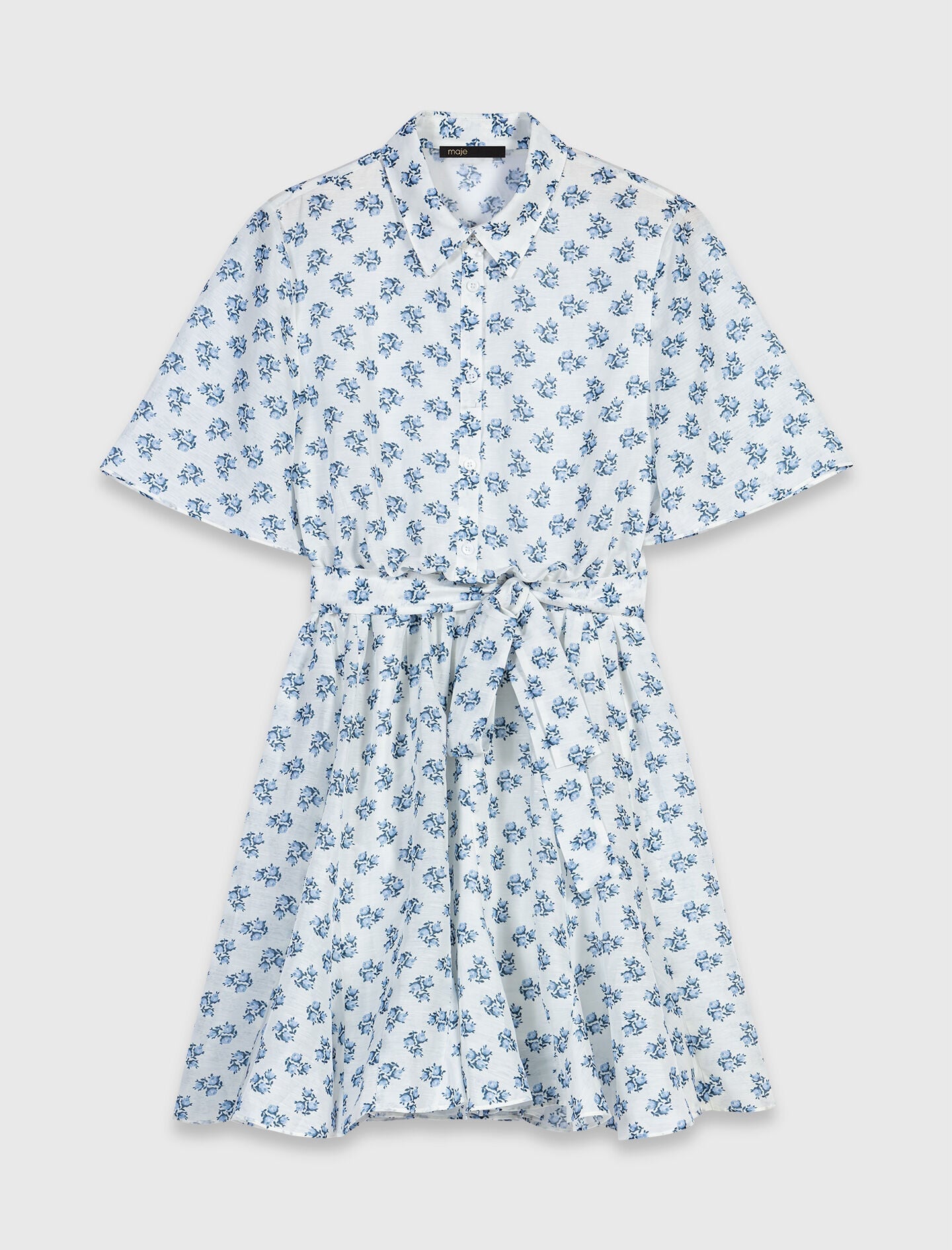 Maje Shop / Short patterned linen-blend dress