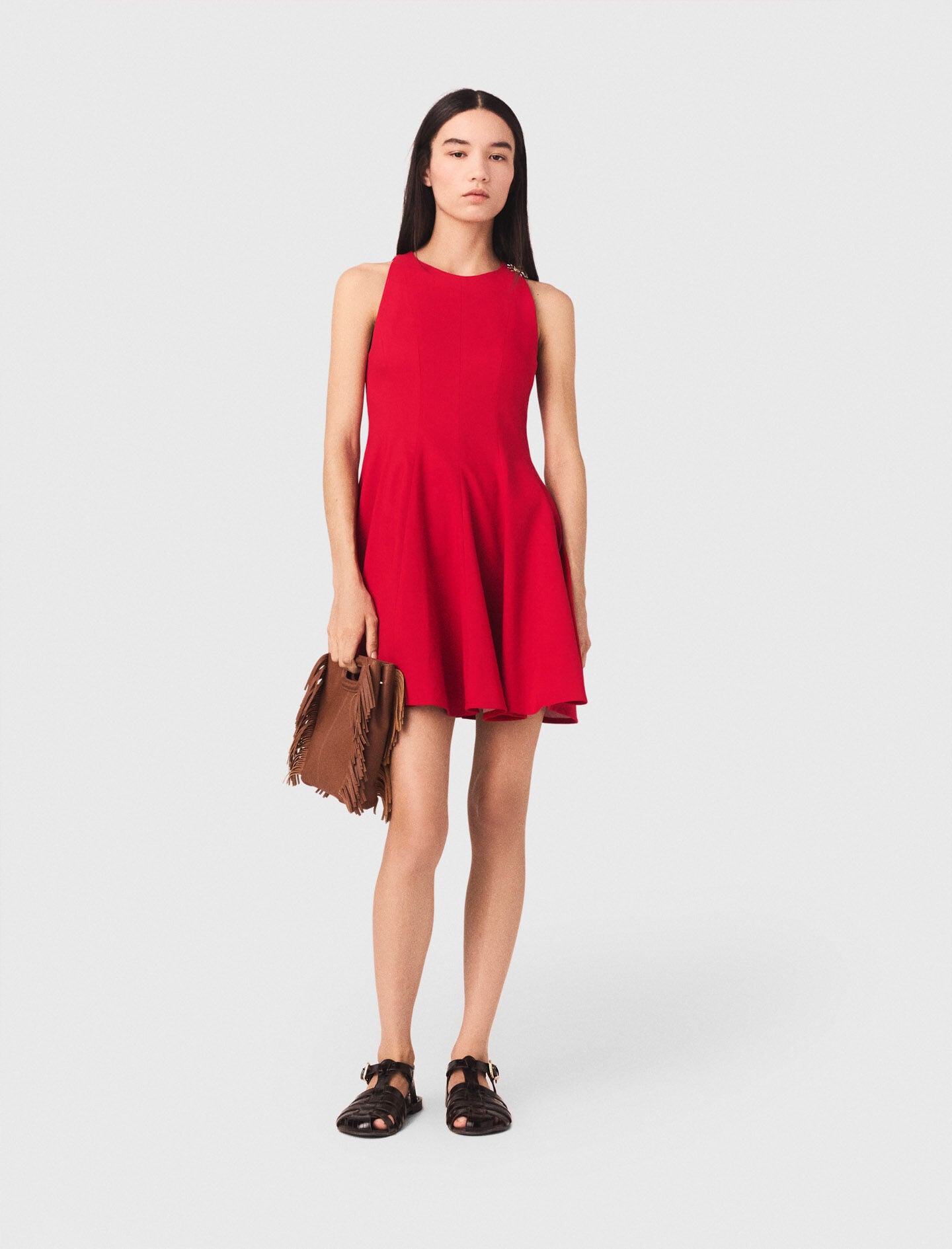 Maje New / Short flared linen-blend dress