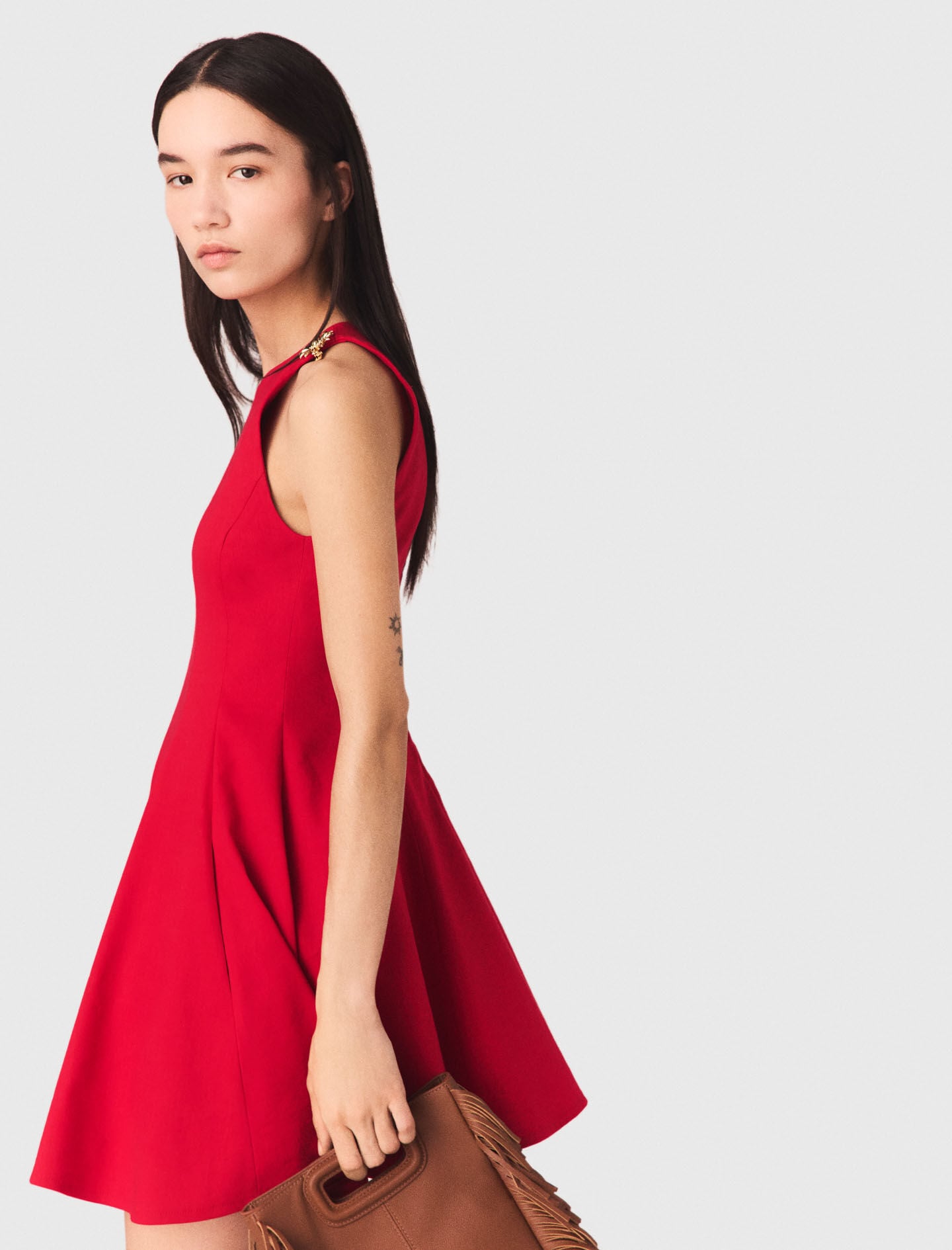 Maje New / Short flared linen-blend dress