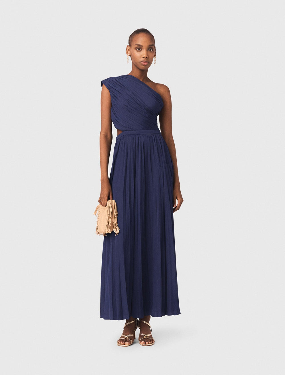 Maje Discount / Asymmetrical pleated maxi dress