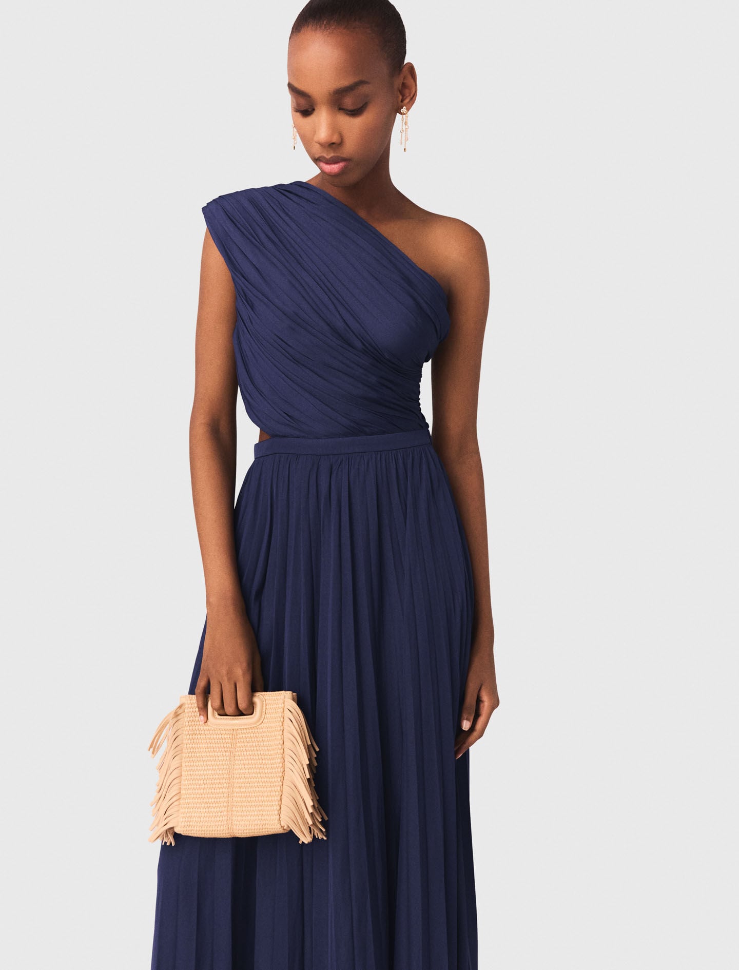 Maje Discount / Asymmetrical pleated maxi dress