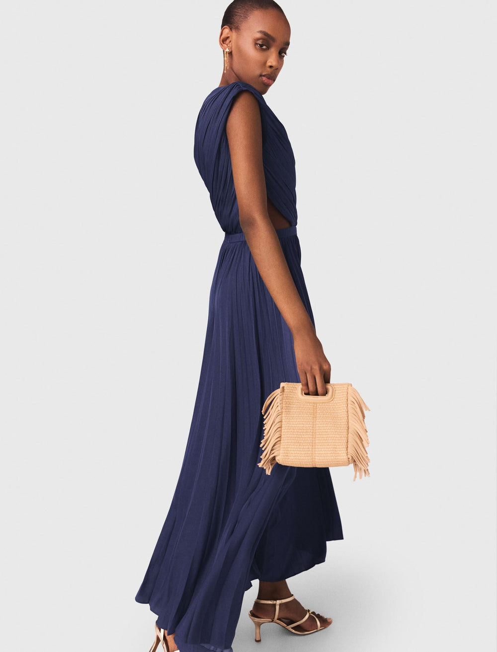 Maje Discount / Asymmetrical pleated maxi dress