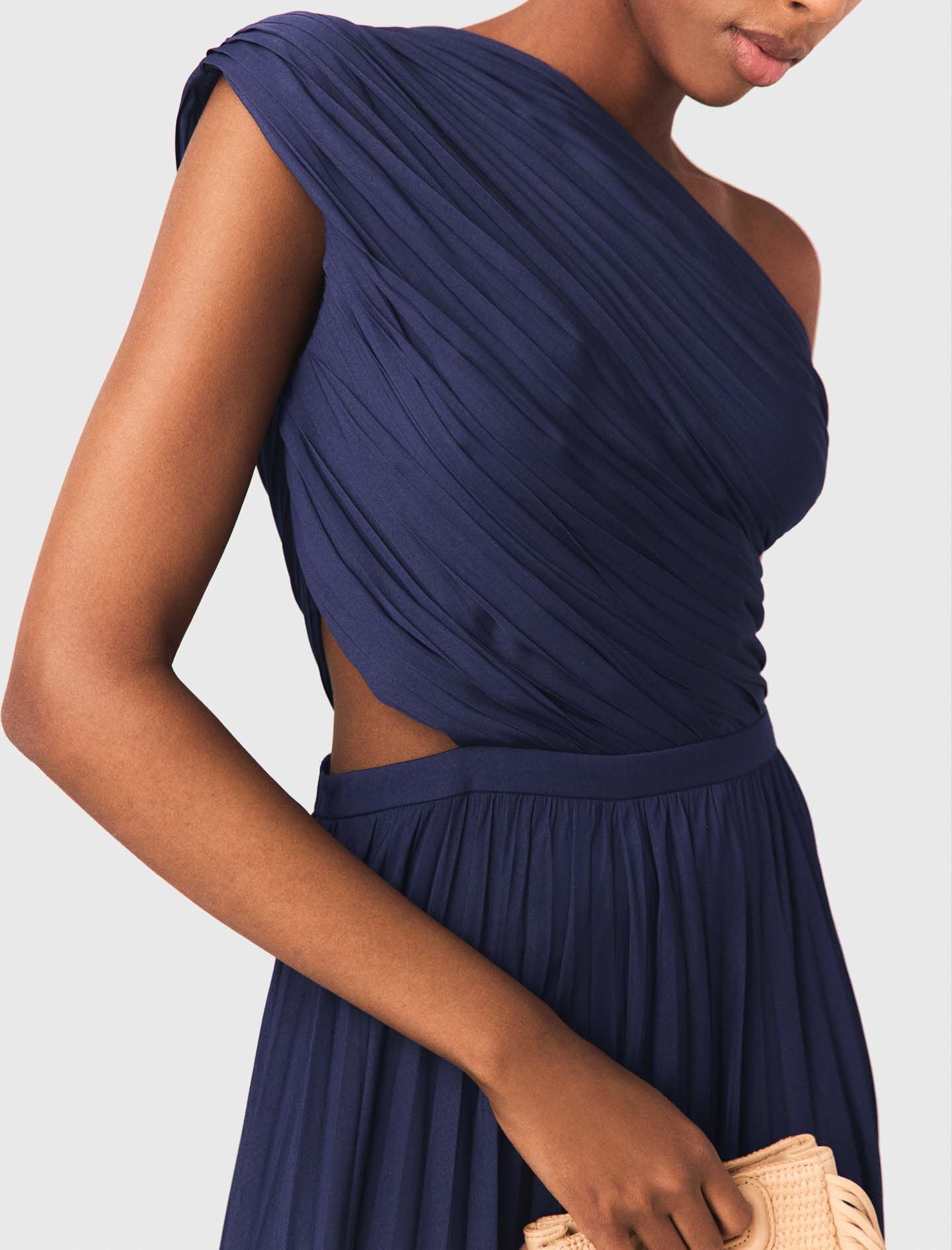 Maje Discount / Asymmetrical pleated maxi dress