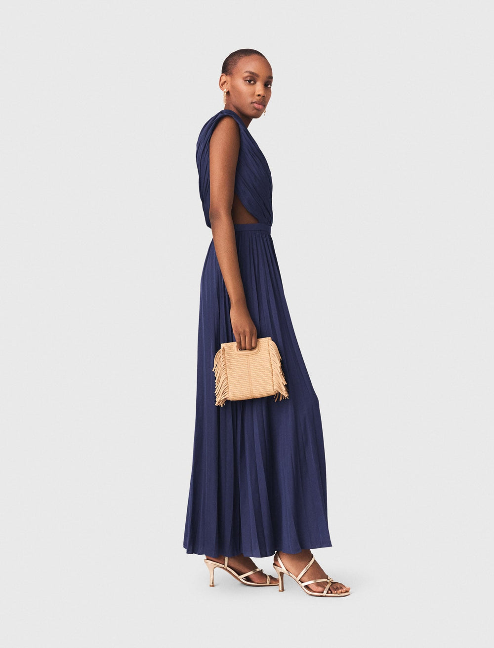 Maje Discount / Asymmetrical pleated maxi dress