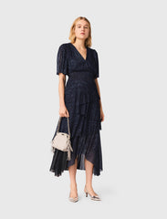 Maje Online / Metallic ruffled midi dress