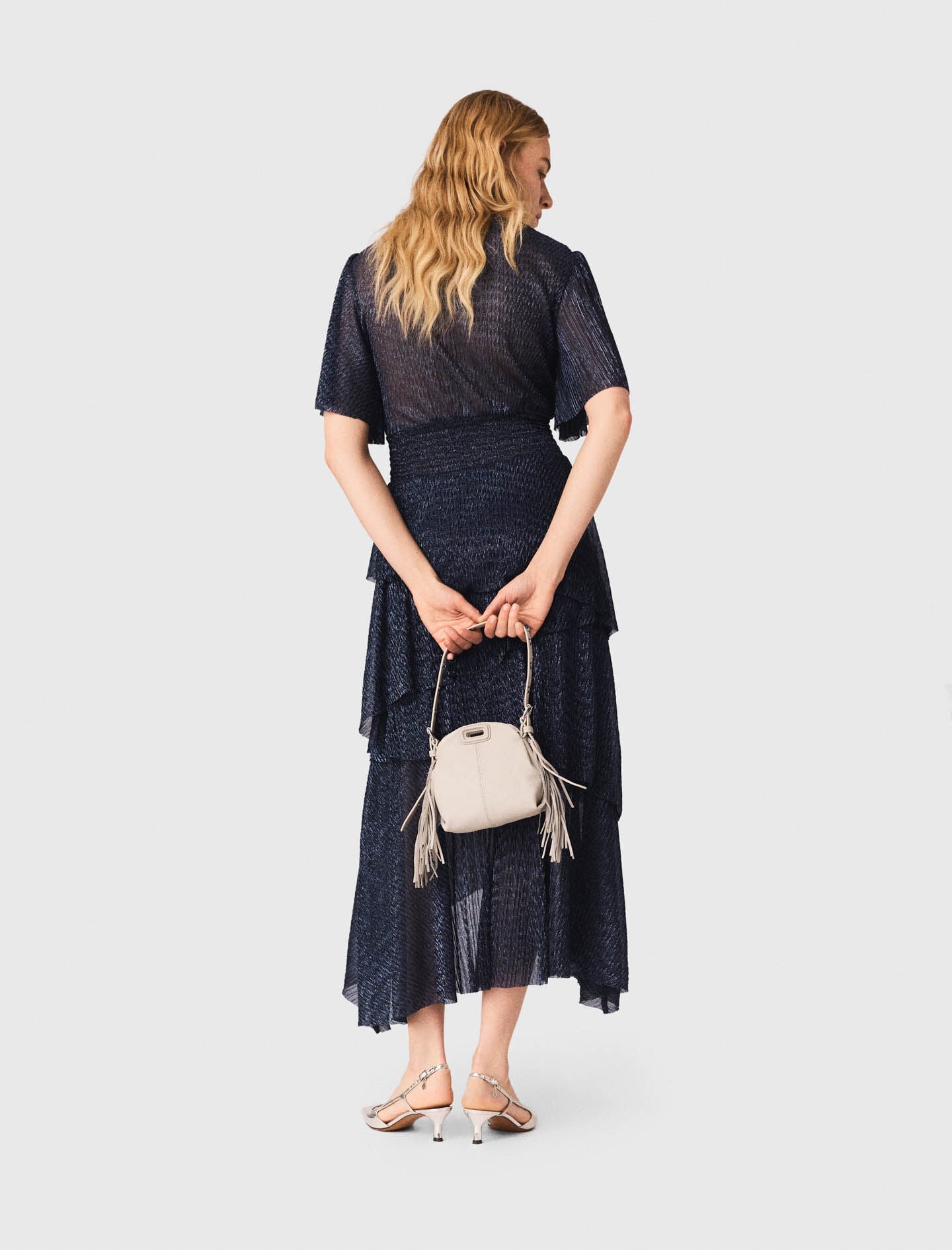 Maje Online / Metallic ruffled midi dress
