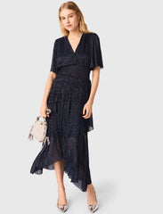 Maje Online / Metallic ruffled midi dress