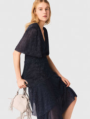 Maje Online / Metallic ruffled midi dress