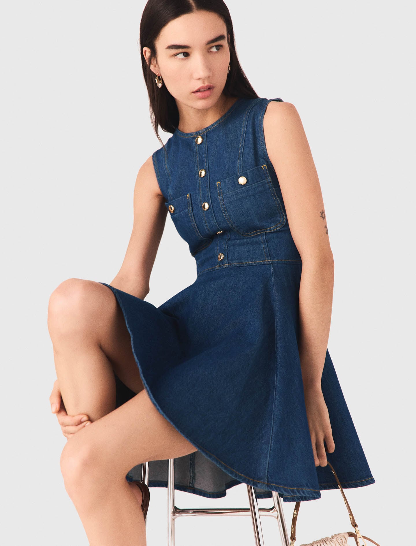 Maje On Sale / Short flared denim dress
