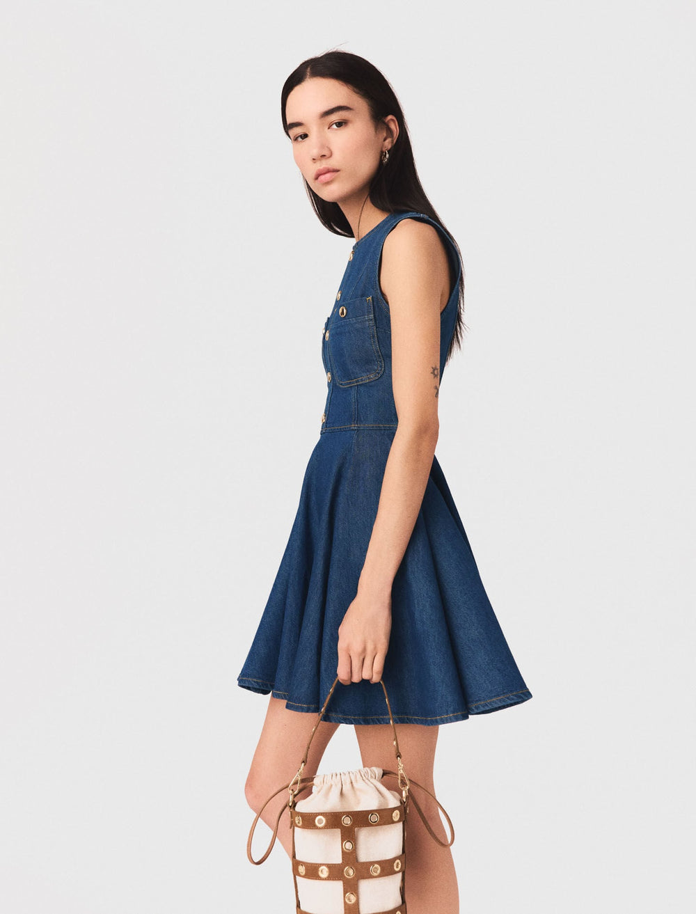 Maje On Sale / Short flared denim dress