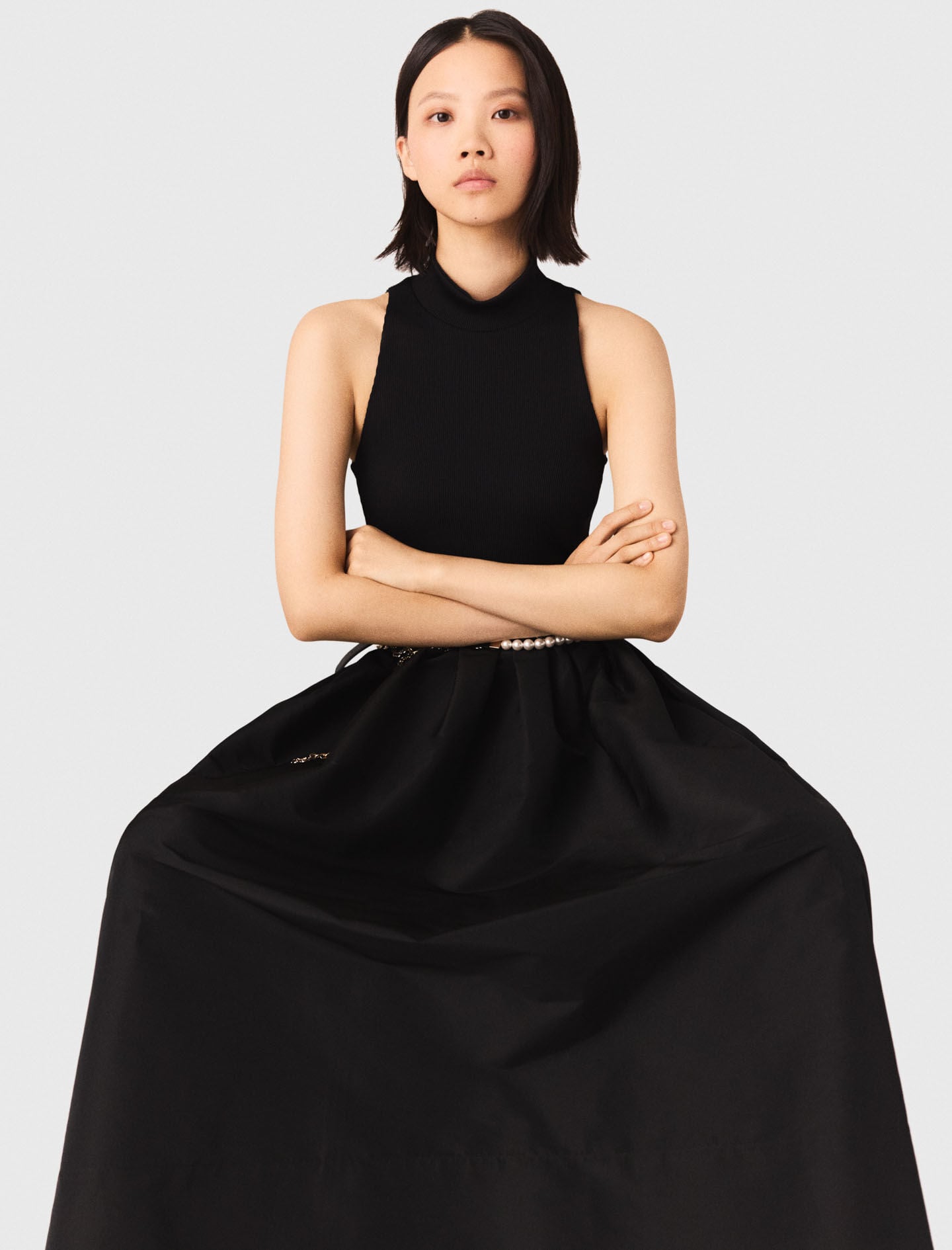 Maje Online / Mixed-material taffeta dress
