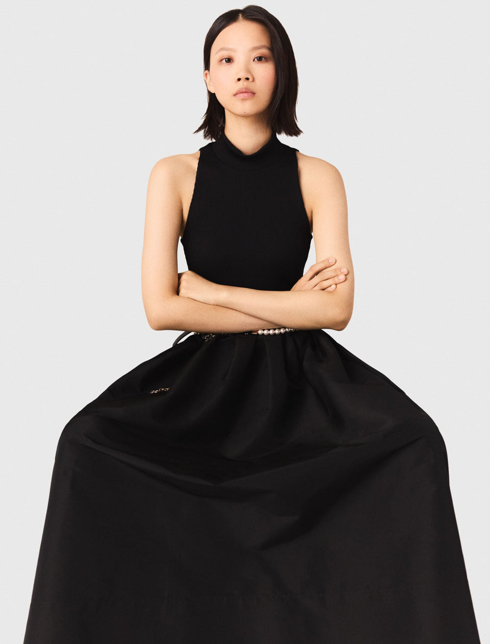 Maje Online / Mixed-material taffeta dress