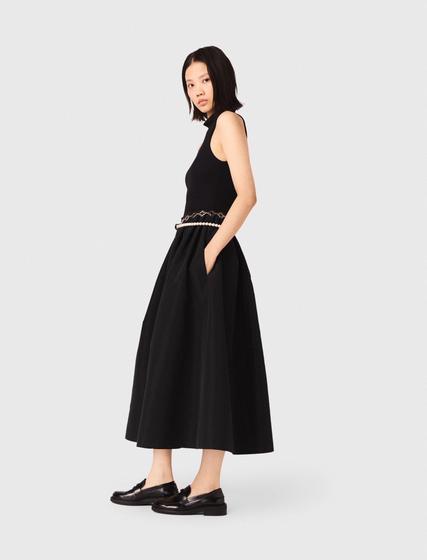 Maje Online / Mixed-material taffeta dress