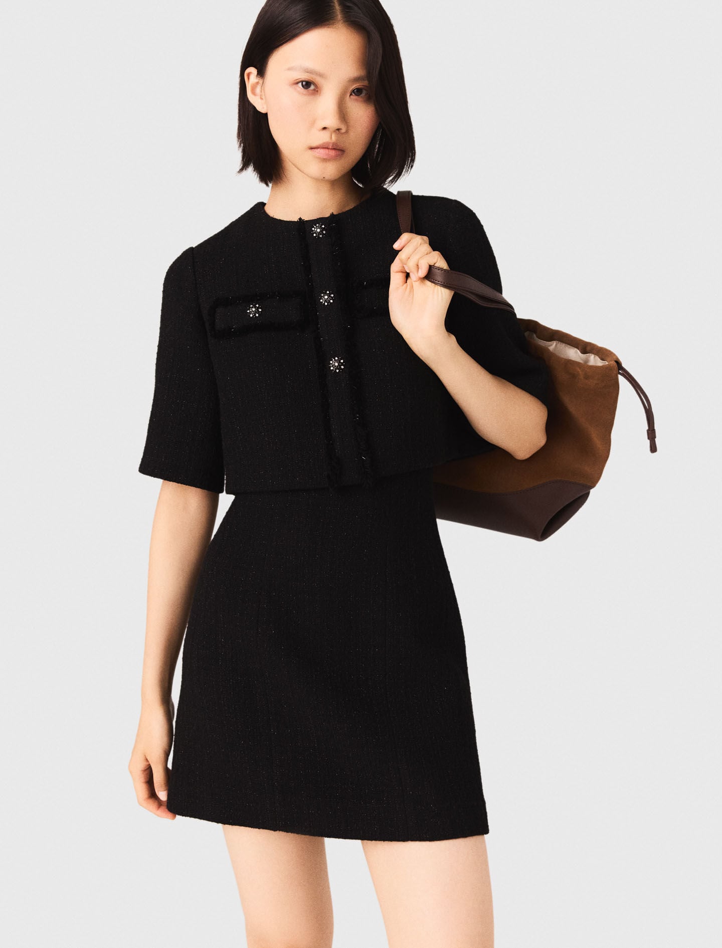 Maje Shop / 2-in-1 shiny tweed dress