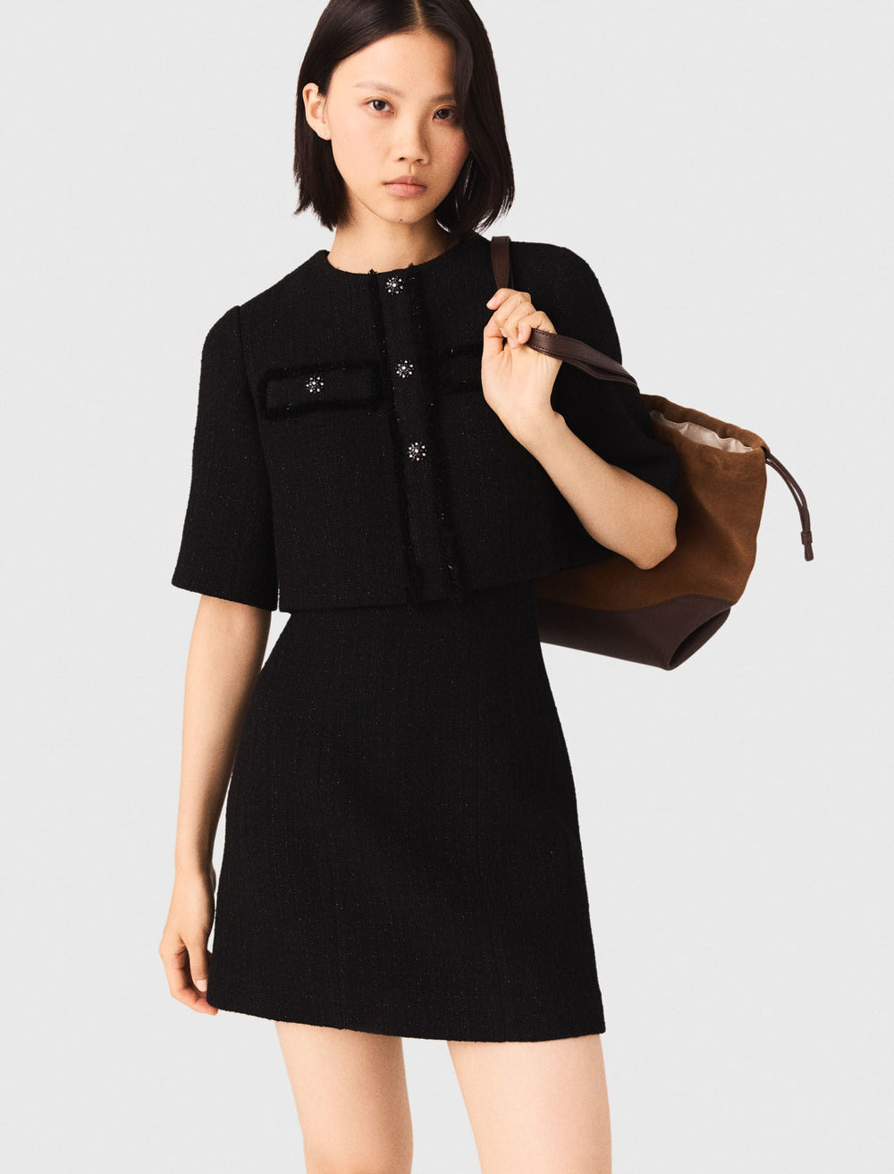 Maje Shop / 2-in-1 shiny tweed dress