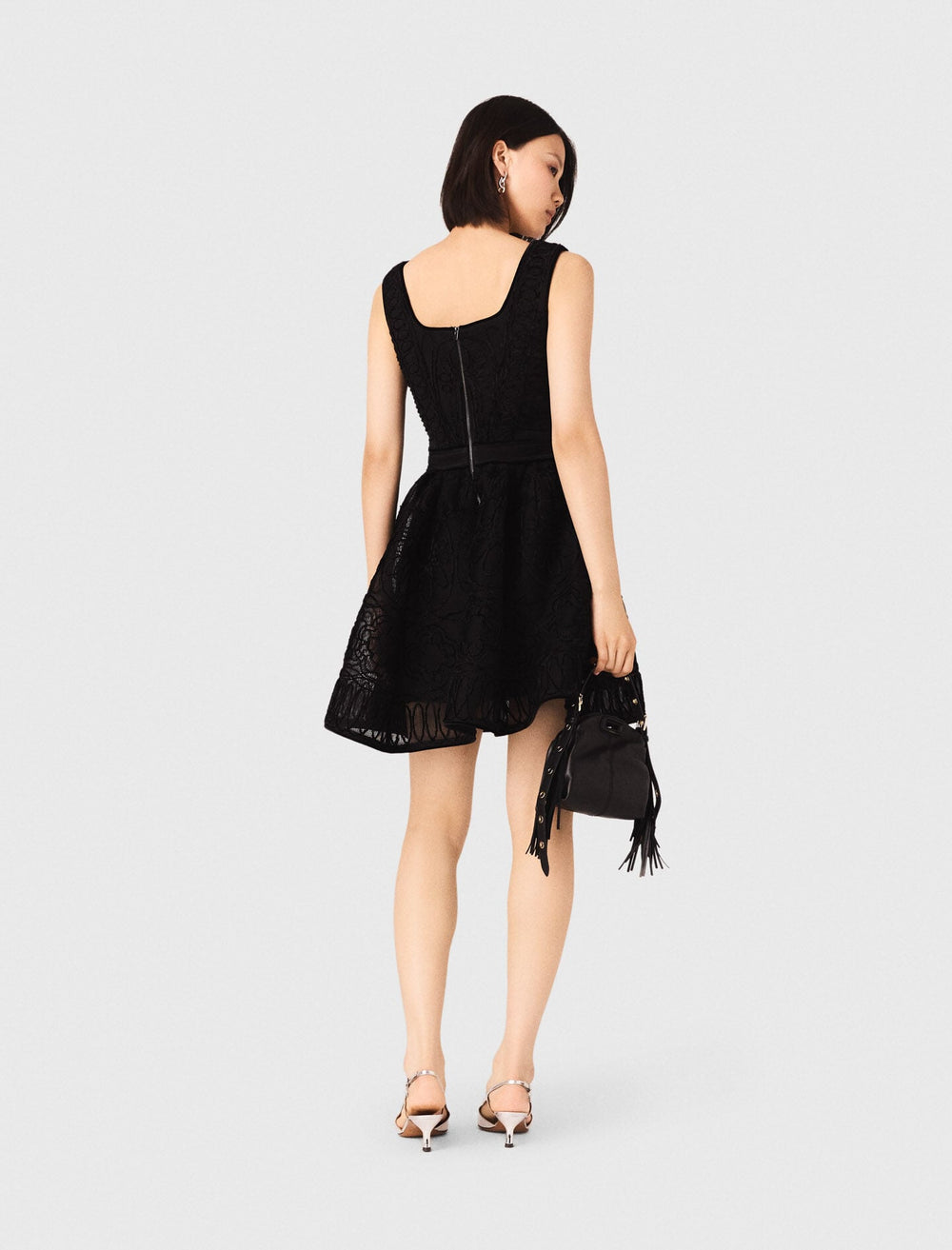 Maje Sale / Short embroidered basket knit dress