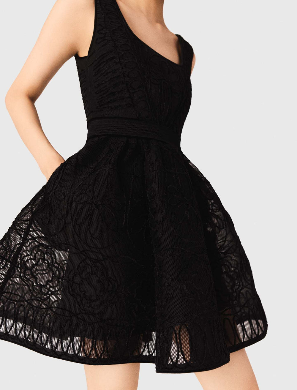 Maje Sale / Short embroidered basket knit dress