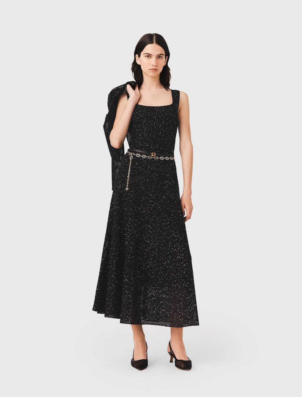 Maje Outlet / Rhinestone knit maxi dress