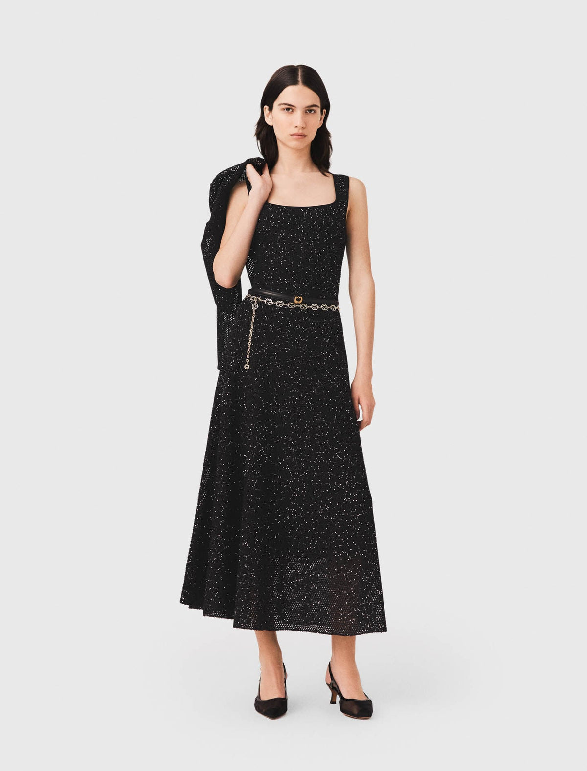 Maje Outlet / Rhinestone knit maxi dress