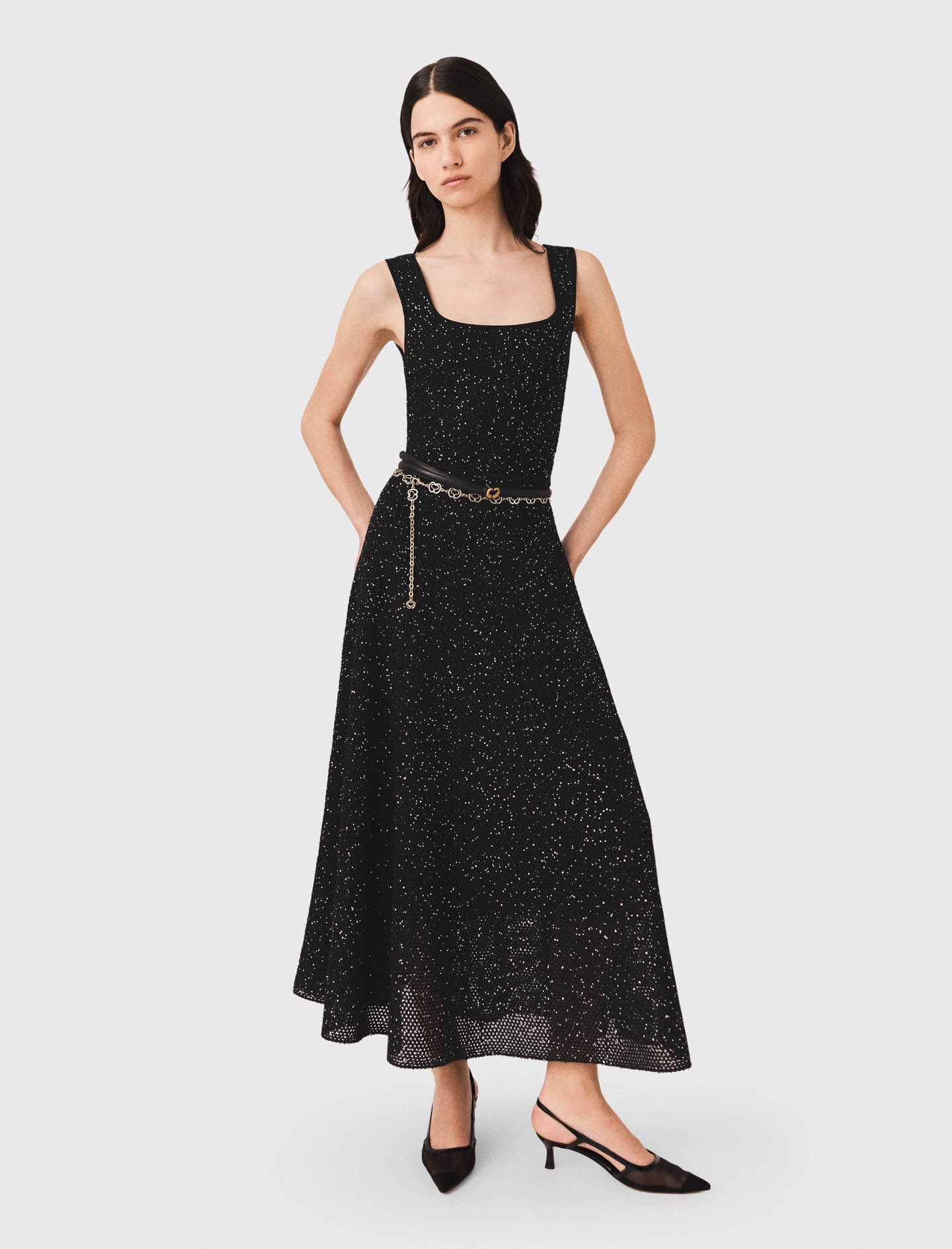 Maje Outlet / Rhinestone knit maxi dress