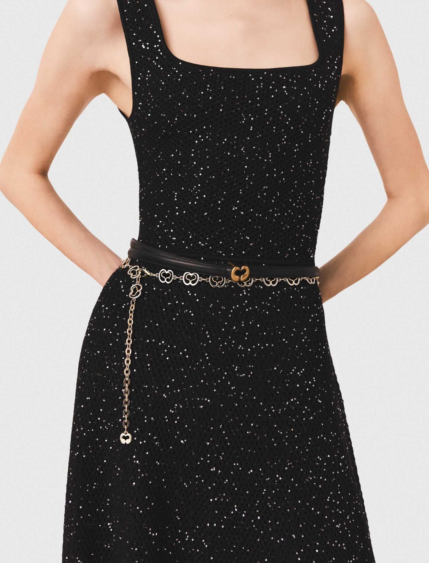 Maje Outlet / Rhinestone knit maxi dress