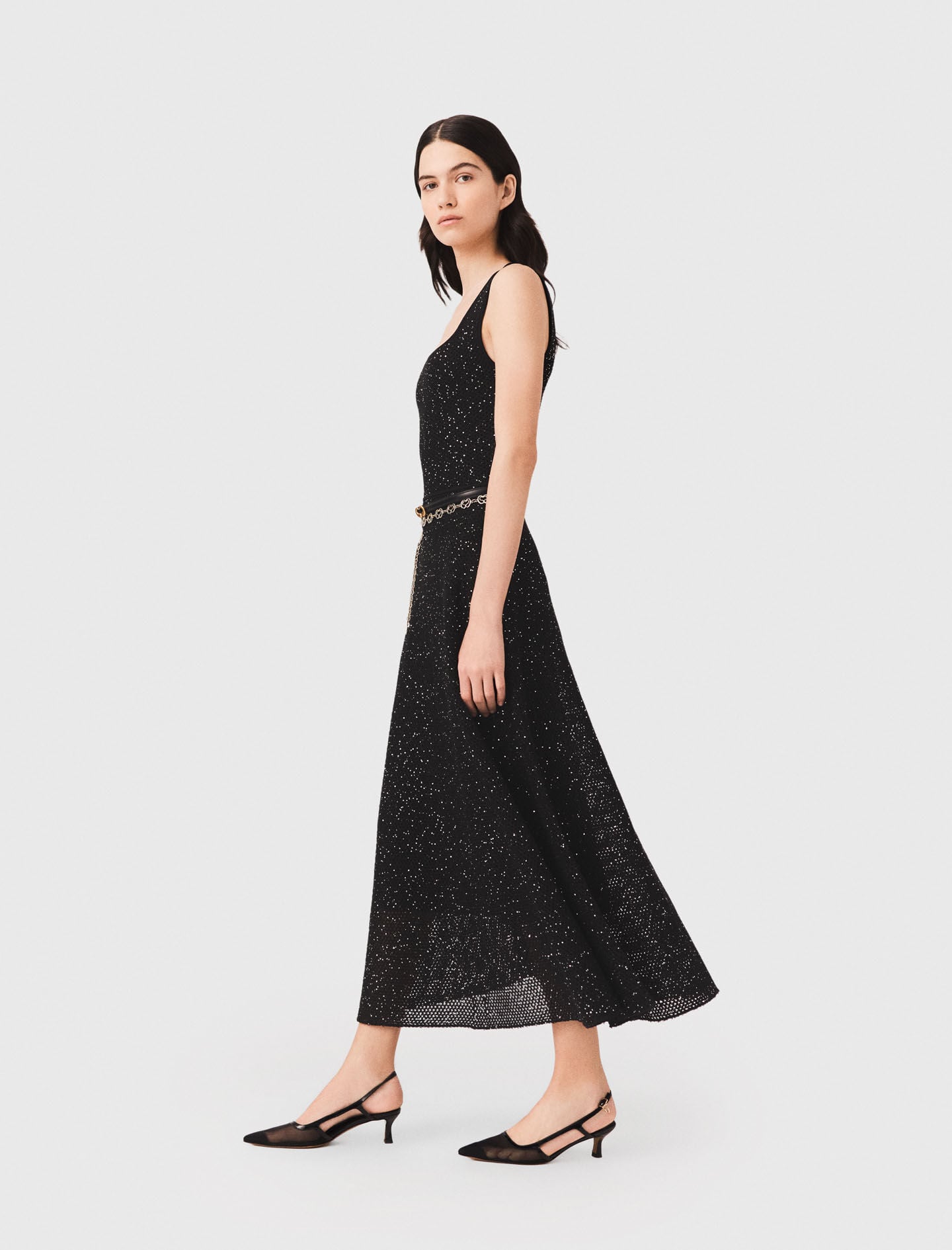 Maje Outlet / Rhinestone knit maxi dress