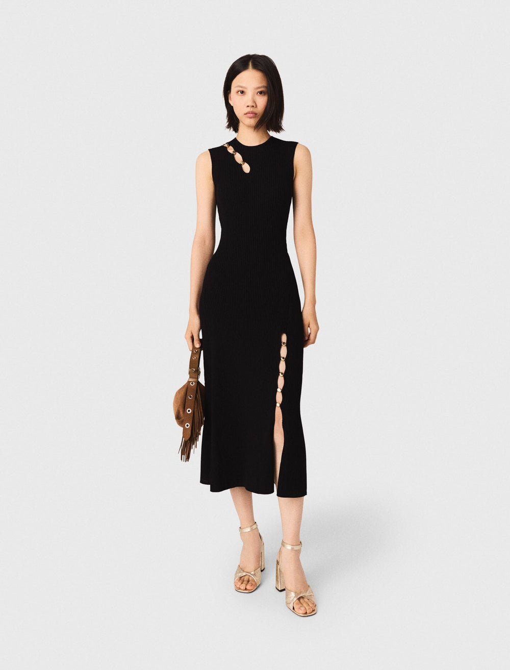 Maje New / Cutaway rib knit maxi dress