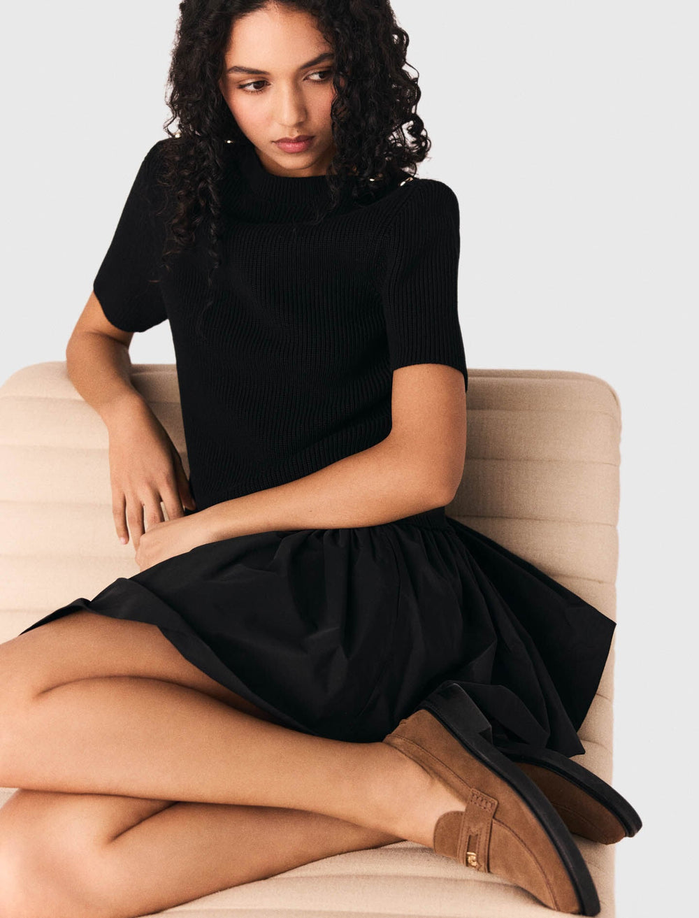 Maje Discount / Short knit and taffeta dress