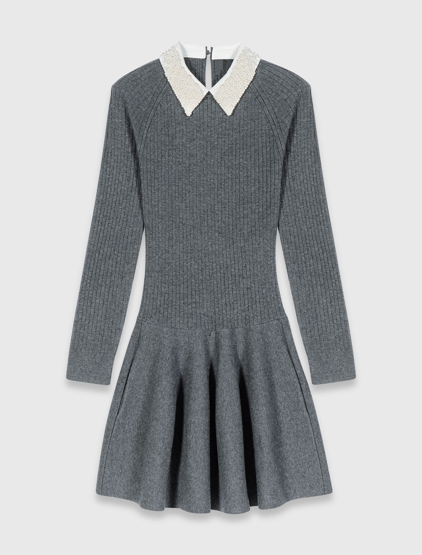 Maje Outlet / Beaded-collar short knit dress