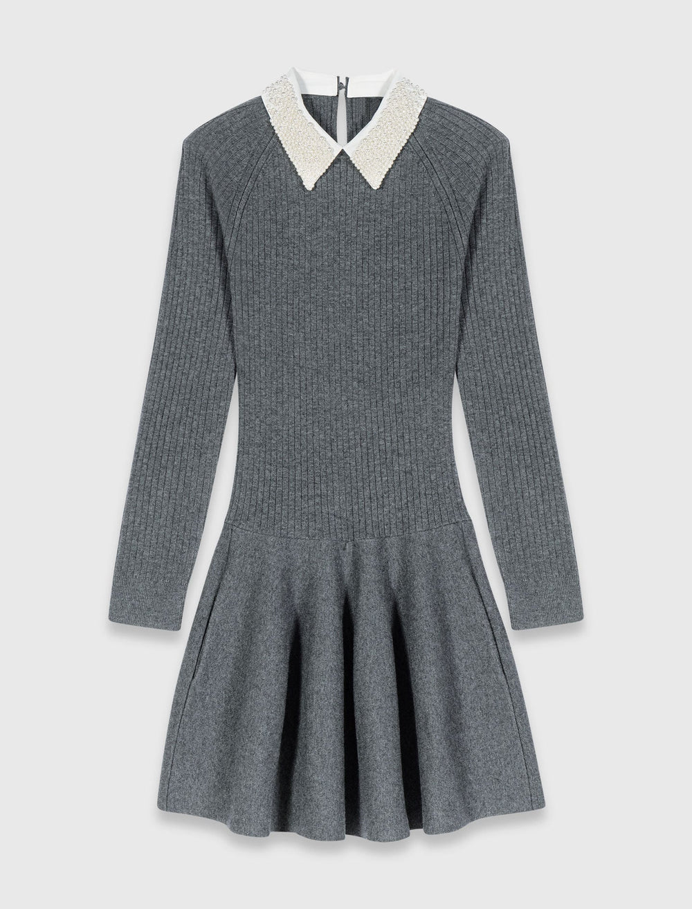Maje Outlet / Beaded-collar short knit dress