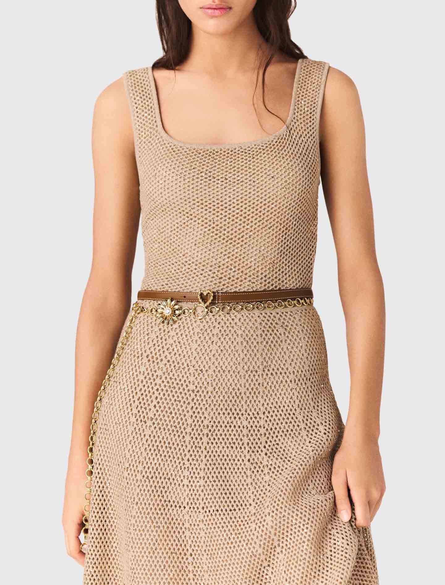 Maje New / Rhinestone knit maxi dress