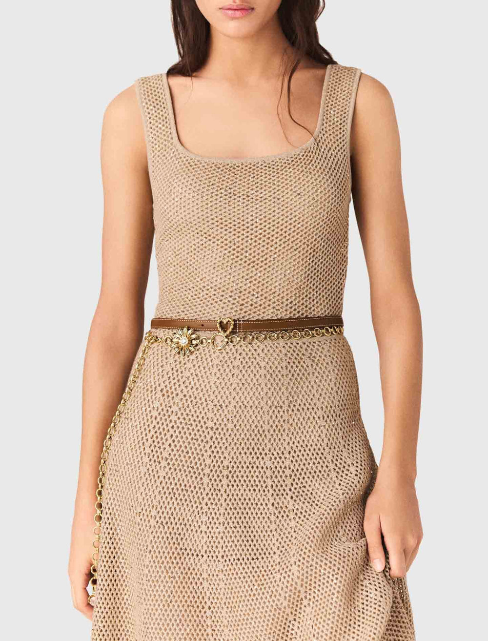 Maje New / Rhinestone knit maxi dress