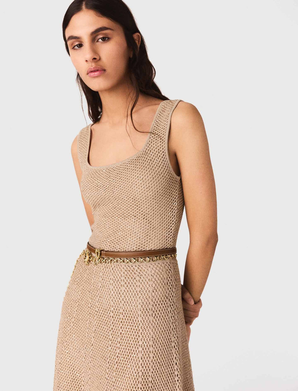Maje New / Rhinestone knit maxi dress