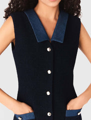Maje Online / Tweed dress with denim details