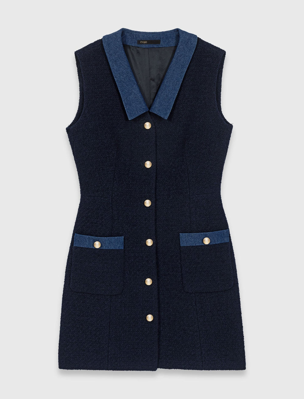 Maje Online / Tweed dress with denim details