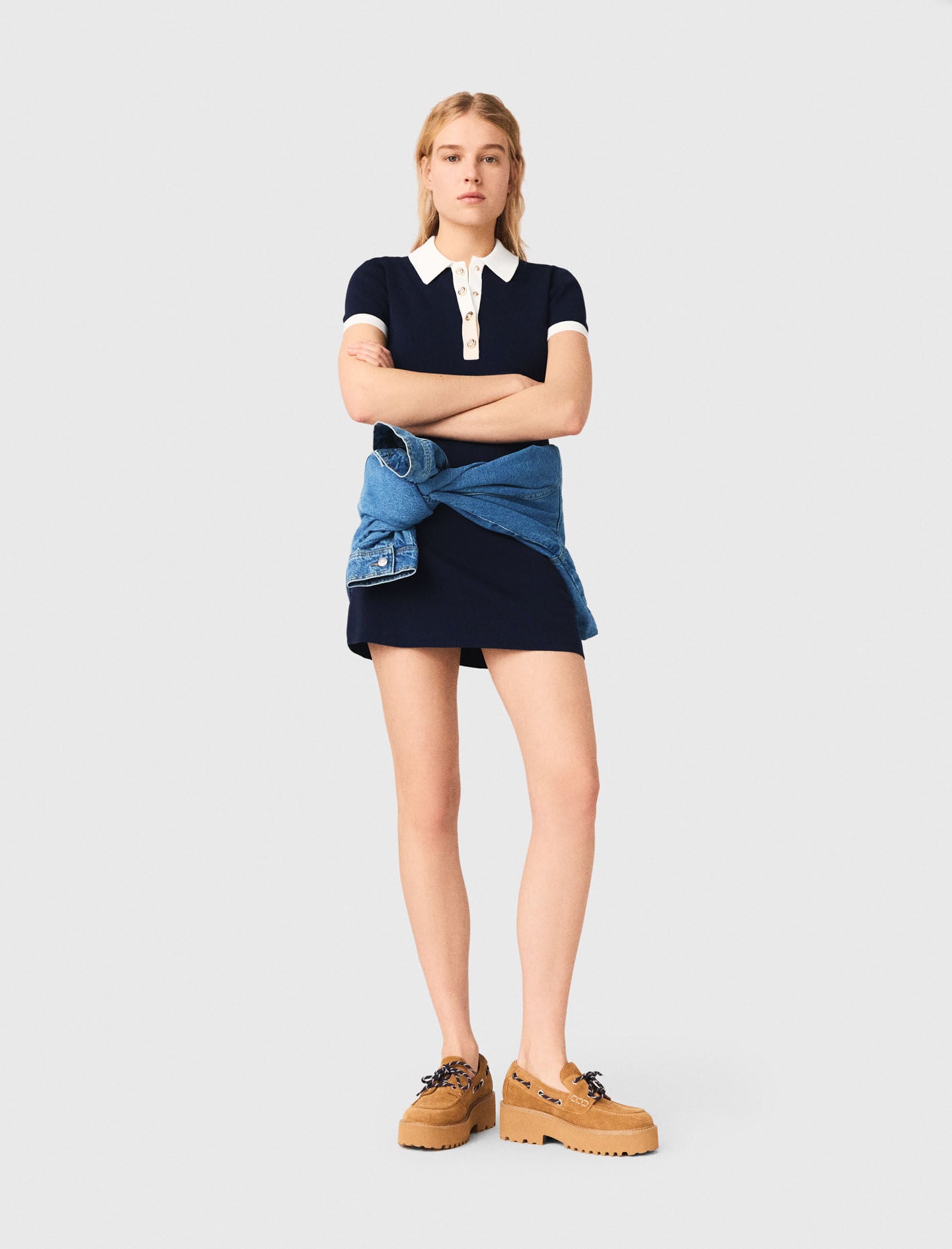 Maje Shop / Contrast-trim polo dress