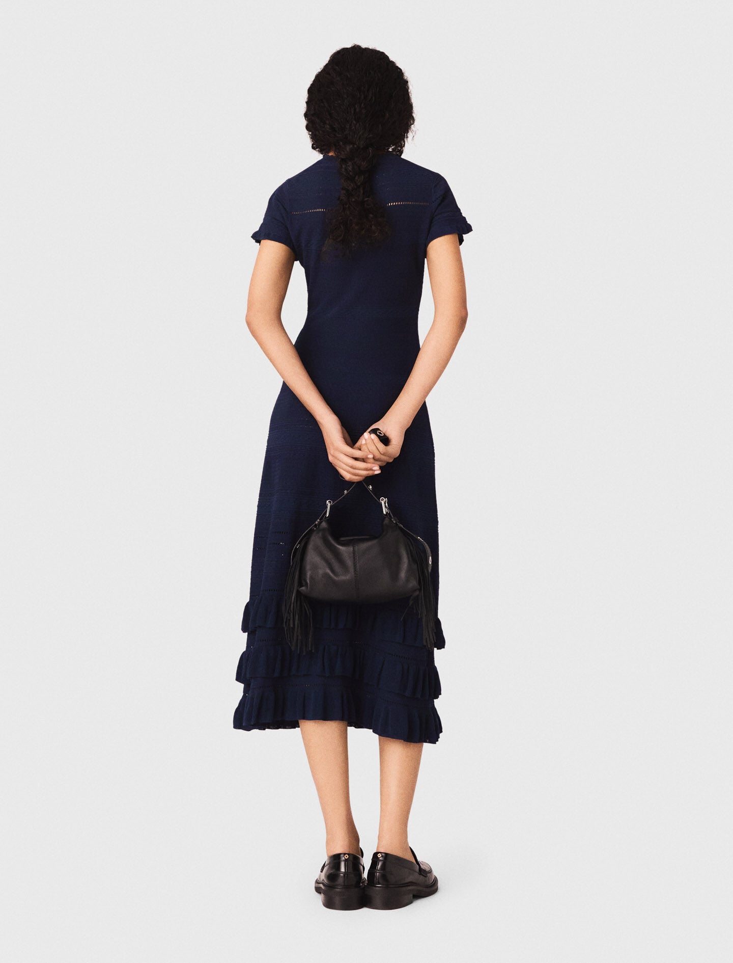 Maje Sale / Knit maxi dress with ruffles