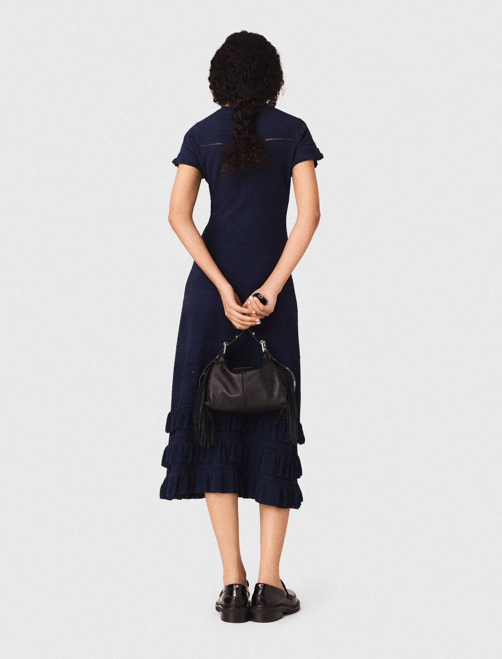 Maje Sale / Knit maxi dress with ruffles