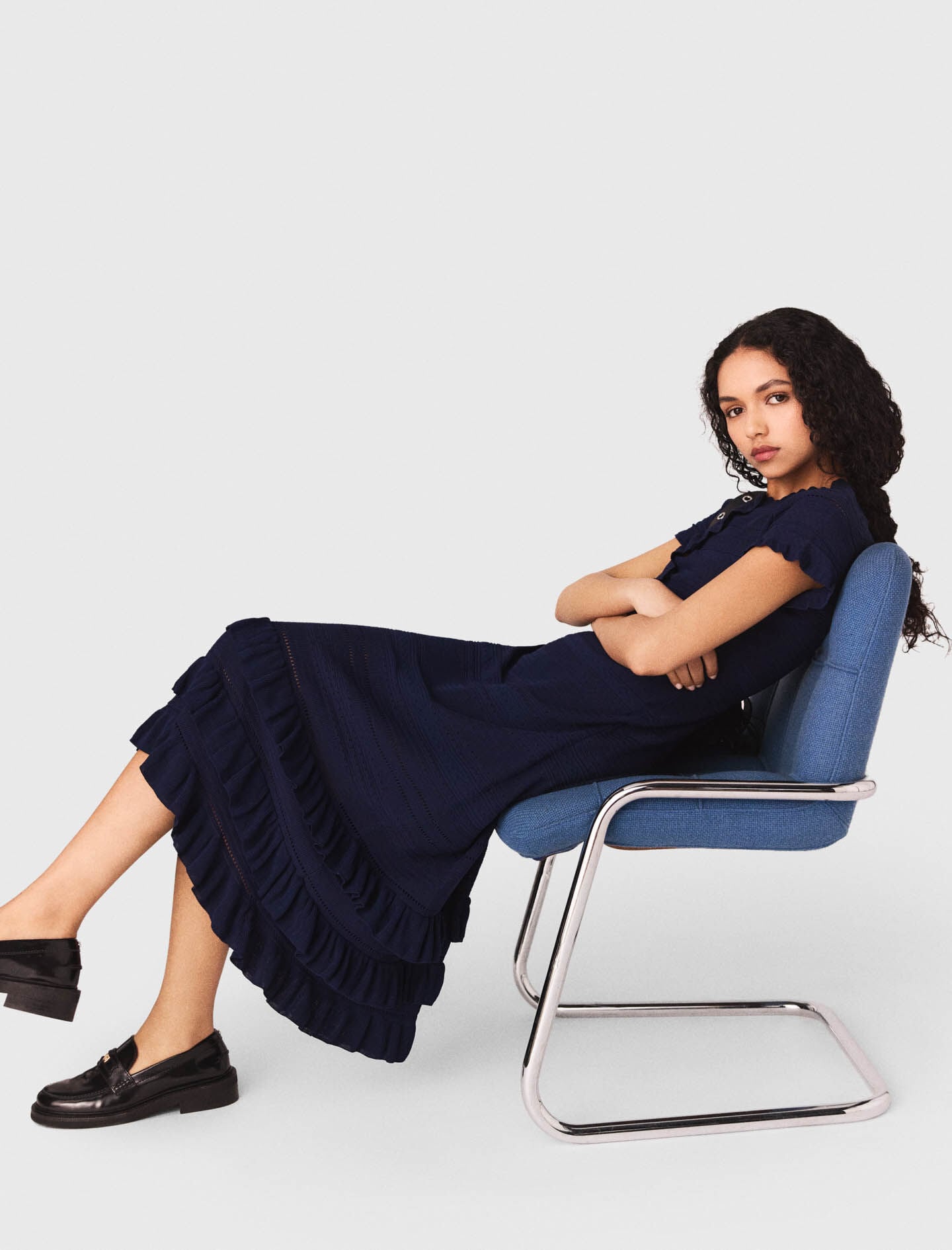 Maje Sale / Knit maxi dress with ruffles