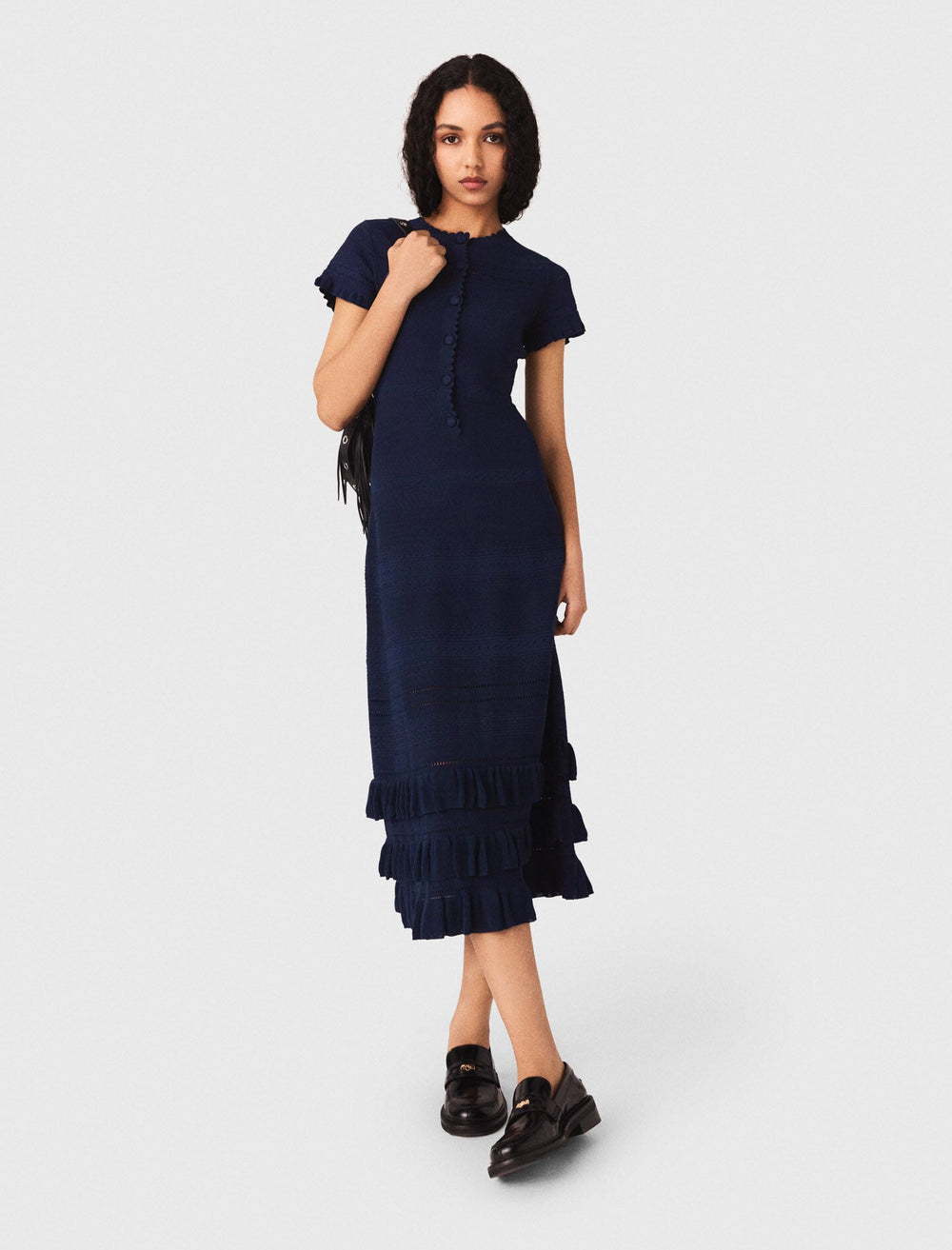 Maje Sale / Knit maxi dress with ruffles