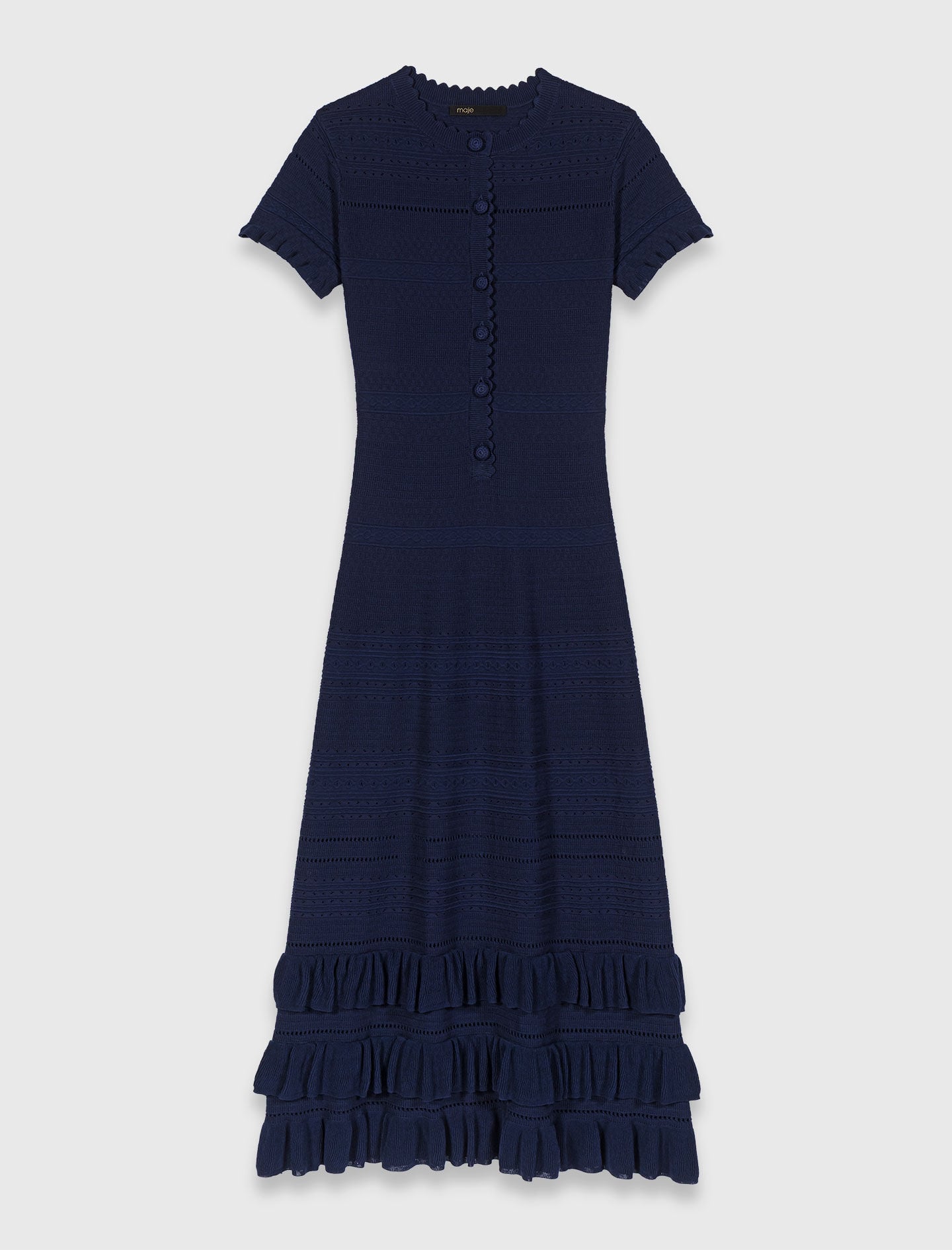 Maje Sale / Knit maxi dress with ruffles