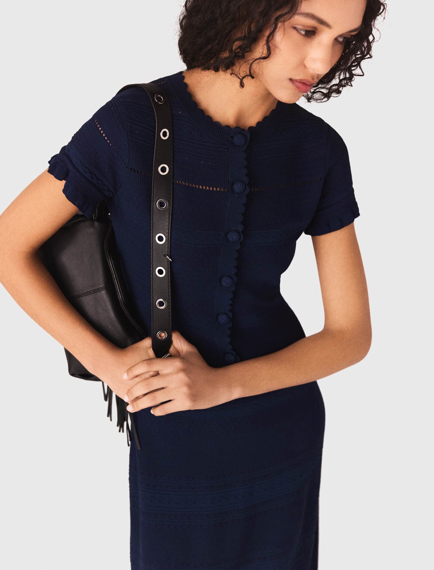 Maje Sale / Knit maxi dress with ruffles