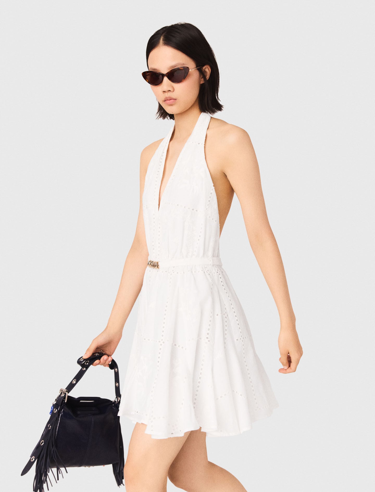 Maje Discount / Mini embroidered backless dress