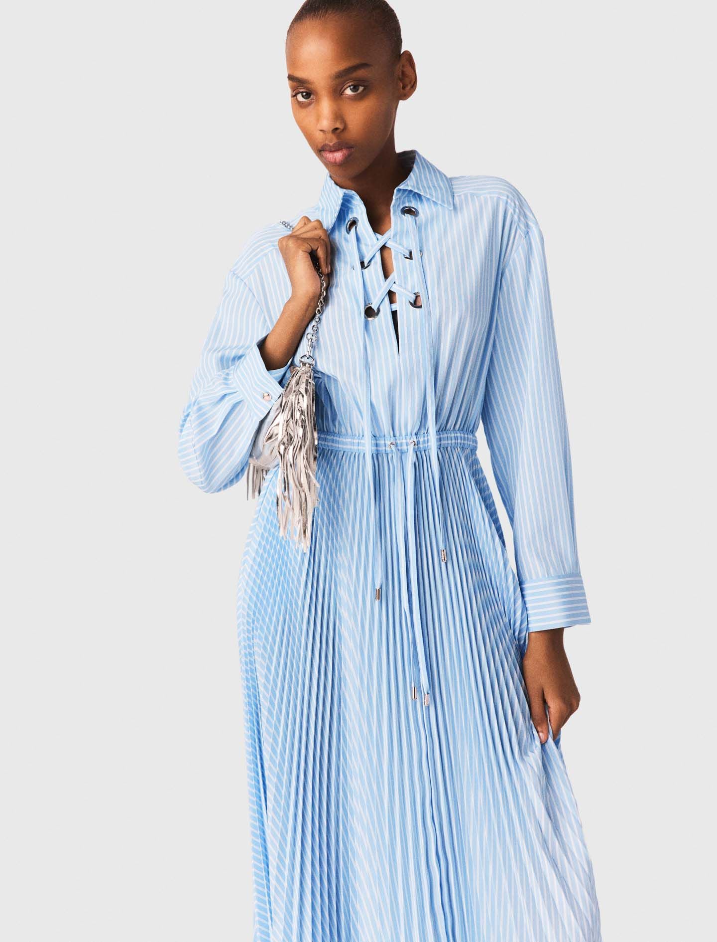 Maje Sale / Long pleated dress with eyelets